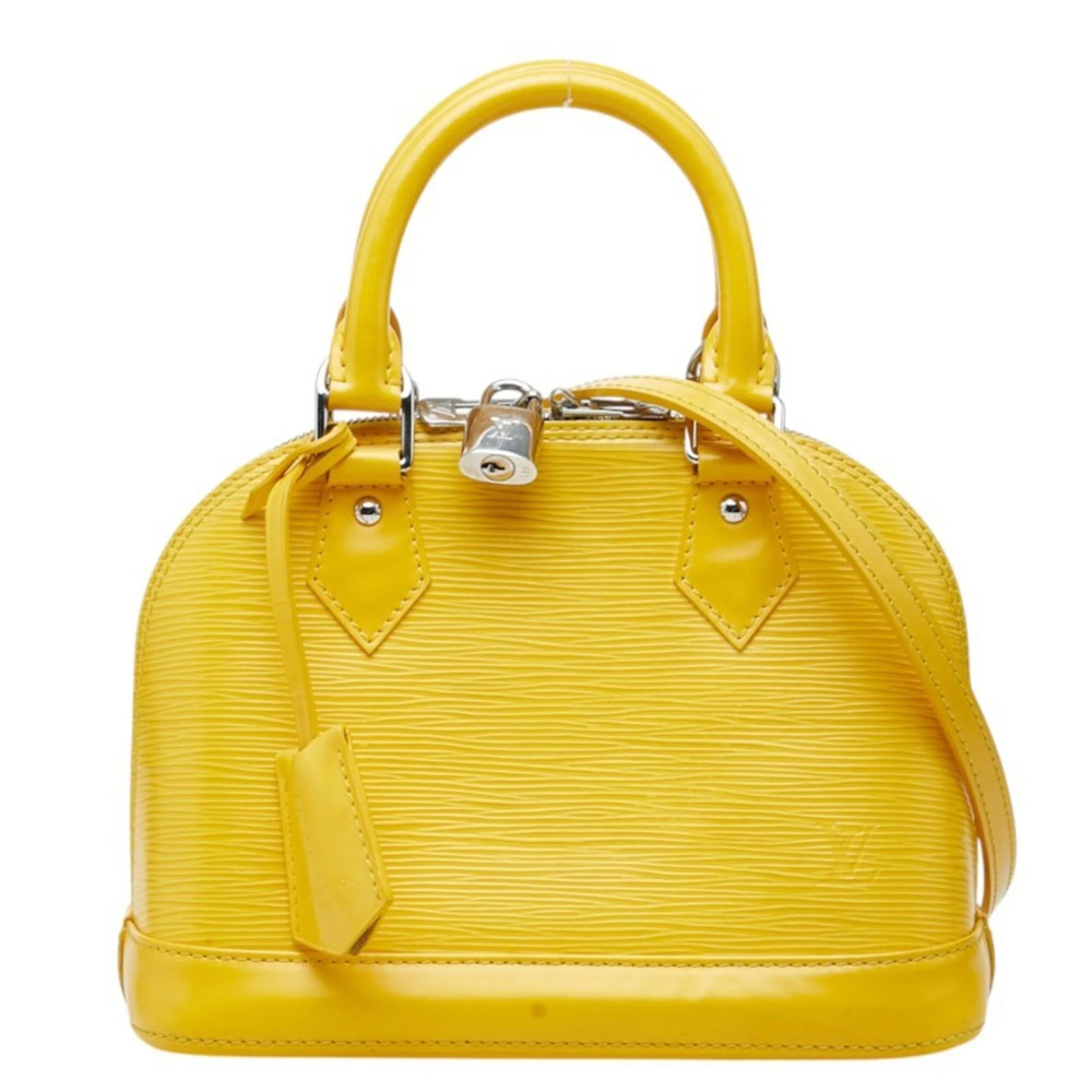 Louis Vuitton Epi Alma BB Handbag Shoulder Bag 2WAY M40866 Citron Yellow Leat...